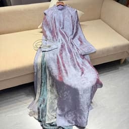 Áo dài Tím suông - chất liệu Tằm nhũ ánh kim cao cấp - lót tà ren sang trọng - quần xanh đồng chất áo - mẫu hót 2027 8