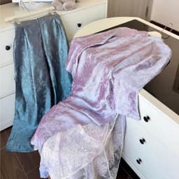 Áo dài Tím suông - chất liệu Tằm nhũ ánh kim cao cấp - lót tà ren sang trọng - quần xanh đồng chất áo - mẫu hót 2027 7