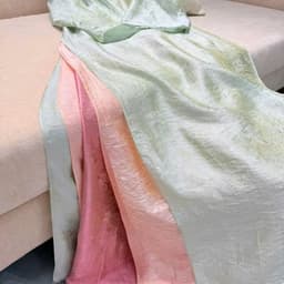 Áo dài xanh suông có bigsize tới 82 ký - chất liệu tằm nhũ cao cấp - phối quần tằm đồng chất sang trọng 6