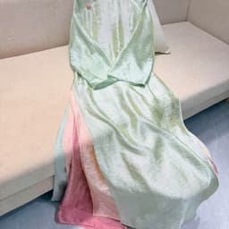 Áo dài xanh suông có bigsize tới 82 ký - chất liệu tằm nhũ cao cấp - phối quần tằm đồng chất sang trọng 4