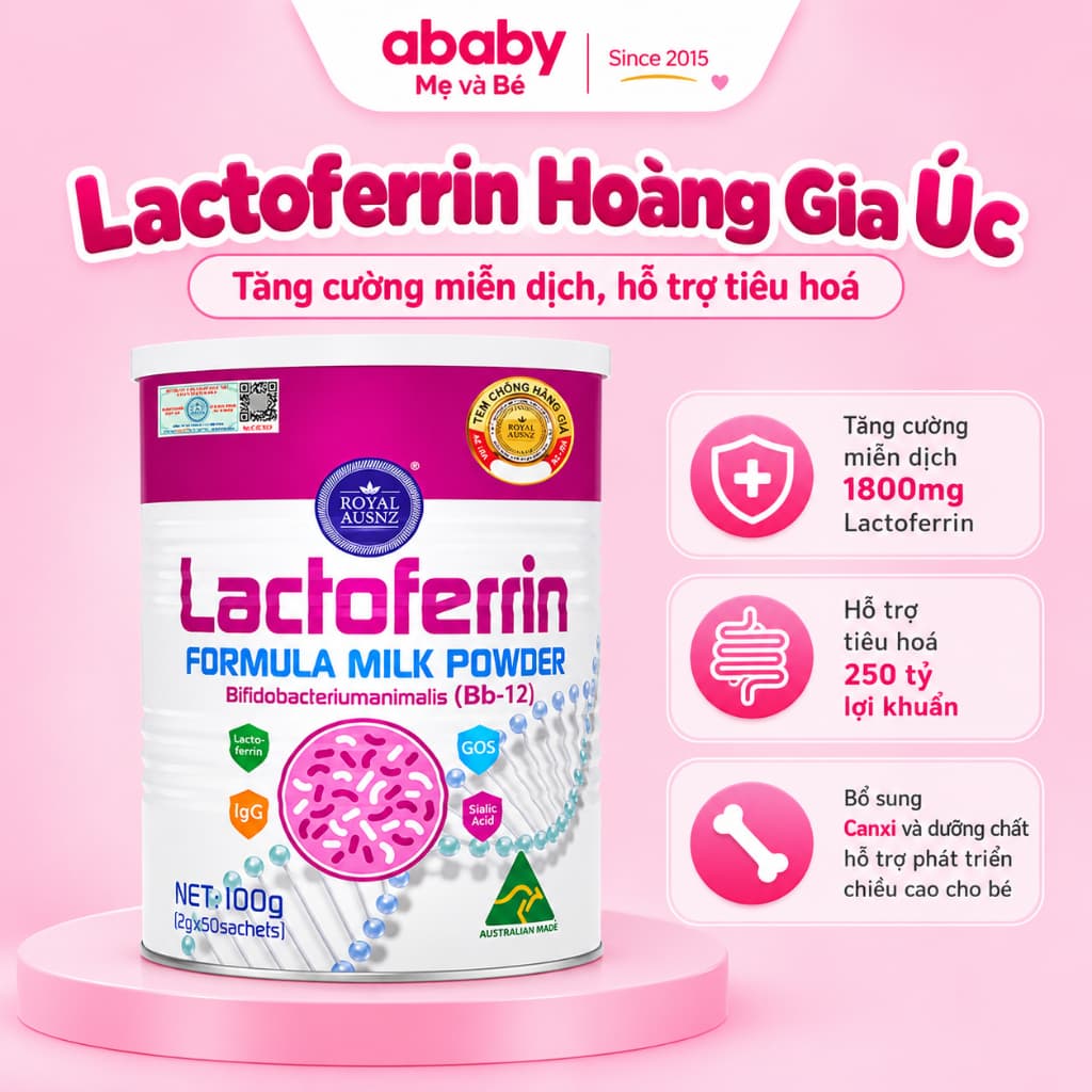 [DATE 3/2028] (LACTO HỒNG) Lactoferrin Formula Milk BB-12 ROYAL AUSNZ Lon 100g - Hỗ Trợ Tăng Cường Miễn Dịch