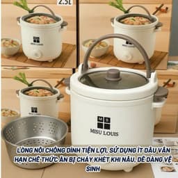 Nồi Lẩu Điện Đa Năng Misu Louis 2.5L và Nồi Lẩu Hấp Có Tay Cầm Mandeli, Misu 18cm/ 1.8L 2