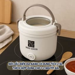 Nồi Lẩu Điện Đa Năng Misu Louis 2.5L và Nồi Lẩu Hấp Có Tay Cầm Mandeli, Misu 18cm/ 1.8L 3