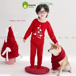 [10-29KG] Bộ Noel Cho Bé Trai, Bé Gái KIMCHIBABY Vải Cotton 190gsm Dày Dặn, Đồ Bộ Cho Bé Mặc Giáng Sinh KD503 3