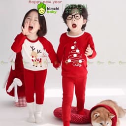 [10-29KG] Bộ Dài Tay Giáng Sinh Cho Bé Trai, Bé Gái KIMCHIBABY Vải Cotton 190gsm Cao Cấp, Đồ Bộ Cho Bé Mặc Noel KD503 3