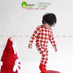 [10-29KG] Bộ Noel Cho Bé Trai, Bé Gái KIMCHIBABY Vải Cotton 190gsm Dày Dặn, Đồ Bộ Cho Bé Mặc Giáng Sinh KD503 7