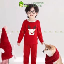 [10-29KG] Bộ Noel Cho Bé Trai, Bé Gái KIMCHIBABY Vải Cotton 190gsm Dày Dặn, Đồ Bộ Cho Bé Mặc Giáng Sinh KD503 4