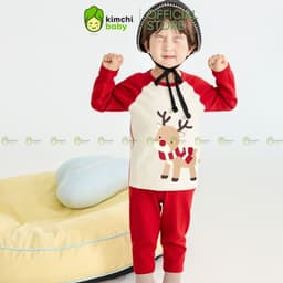 [10-29KG] Bộ Noel Cho Bé Trai, Bé Gái KIMCHIBABY Vải Cotton 190gsm Dày Dặn, Đồ Bộ Cho Bé Mặc Giáng Sinh KD503 8