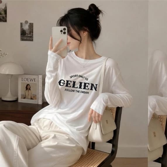 Áo thun giấy tay dài in chữ CELIEN SPORT ONLY US FOLLOW THE DREAM phong cách thường ngày