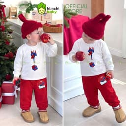[10-29KG] Bộ Dài Tay Giáng Sinh Cho Bé Trai, Bé Gái KIMCHIBABY Vải Cotton 190gsm Cao Cấp, Đồ Bộ Cho Bé Mặc Noel KD503 5