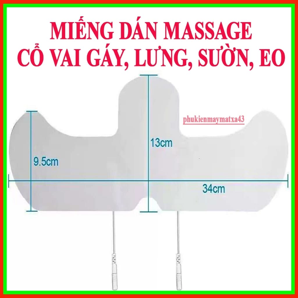 Miếng dán điện xung massage bả vai - cổ vai gáy, lưng, sườn, eo, Loại miếng dán siêu lớn 32cm x 13cm