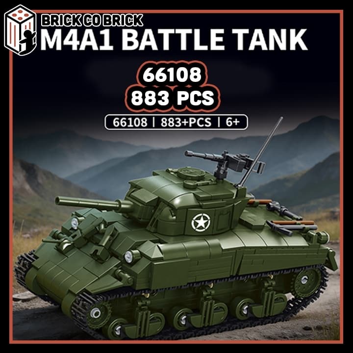 Mô hình Tank Quân sự M4A1 Mô hình Tank Thế chiến Quân sự Hạng Nặng M4A1 66108