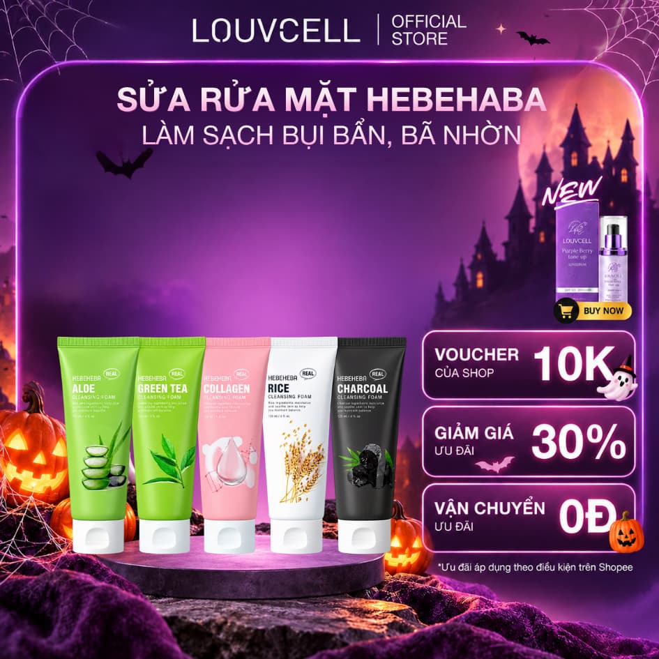 Sữa Rửa Mặt HEBEHEBA 120ml Làm Sạch Bụi Bẩn, Bã Nhờn - Từ LOUVCELL Việt Nam