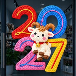 Số 2027 năm Đinh Mùi bằng gỗ in màu 3d hình bé dê cute trang trí năm mới, decor tết 1