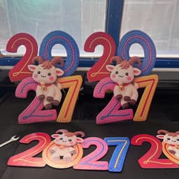 Số 2027 năm Đinh Mùi bằng gỗ in màu 3d hình bé dê cute trang trí năm mới, decor tết 4