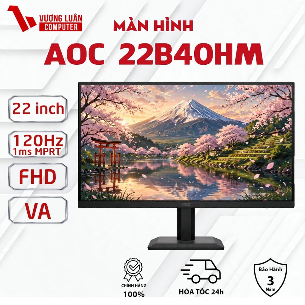 Màn hình văn phòng AOC 22B40HM/71 (21.5” / FHD / VA / 120Hz /1xDsub (VGA) - 1x HDMI) Chính hãng