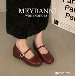 Giày Búp Bê MEYBANNNI Mũi Vuông Quai Ngang Phối Khóa Độn Đế Trong (3cm) Cao 4.5cm - C135 6