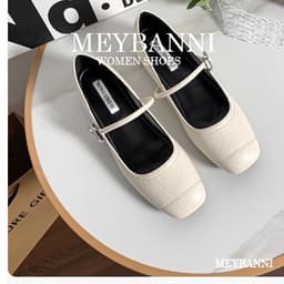 Giày Búp Bê MEYBANNNI Mũi Vuông Quai Ngang Phối Khóa Độn Đế Trong (3cm) Cao 4.5cm - C135 5