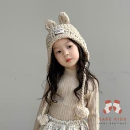 Mũ len cho bé- Mũ len trùm đầu Tai Thỏ đáng yêu chất len mềm mịn cho bé trai bé gái từ 2-12 tuổi MLTT 6