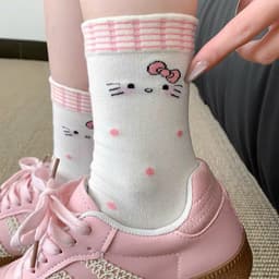 [COMBO 10 ĐÔI]Tất màu kem hello kitty cổ cao phong cách co giãn dễ thương Vớ cotton 4 chiều 5