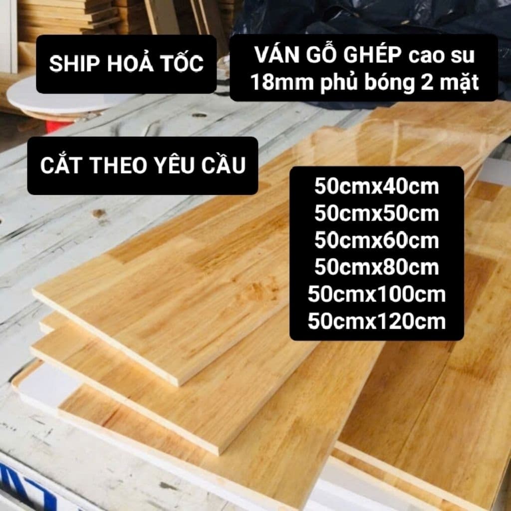 VÁN GỖ GHÉP cao su 18mm phủ bóng 2 mặt