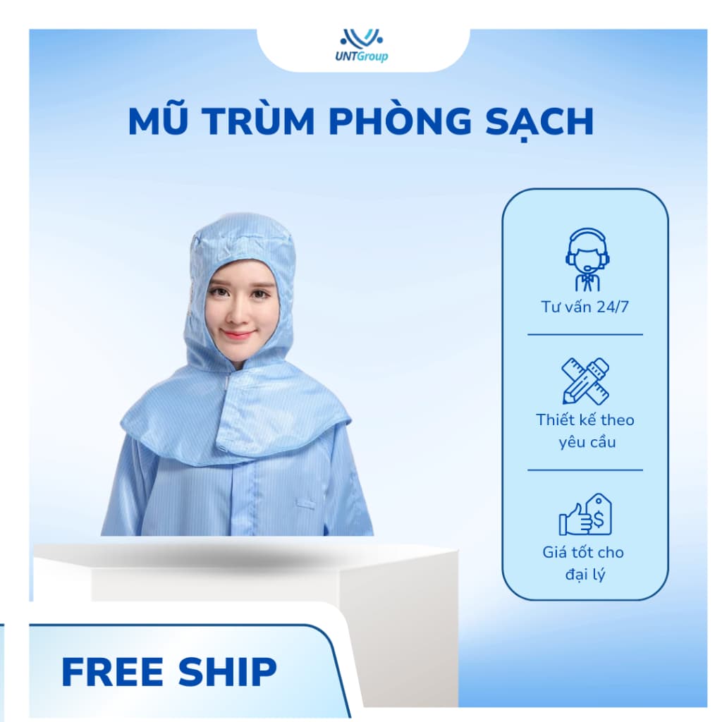 Mũ Trùm Phòng Sạch UNTG Cho Công Nhân Dùng Trong Nhà Máy, Công Nghiệp