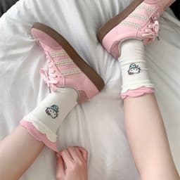 Set 5 Đôi Tất/ Vớ Hoạ Tiết Mèo Hello Kitty Hồng Cổ Cao Phong Cách Hàn Co Giãn Dễ Thương 4