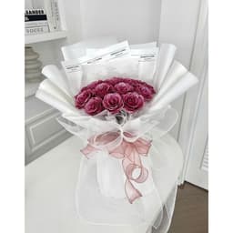 HỎA TỐC - Hoa sáp màu hồng kim tuyến, gói giấy trắng, phù hợp tặng các dịp lễ 1