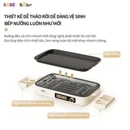 Bếp Nướng Điện Bear GR-4H15C, CS-1500W, Bếp Đa Năng Dùng Nướng, Chiên Xào Linh Hoạt, Nướng Nhanh Ít Khói Không Lo Ám Mùi 4