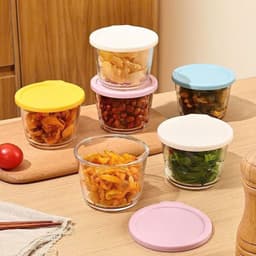 Hũ Thủy Tinh 260ml Nắp Silicone Chống Tràn Đựng Gia Vị Đồ Ăn Dặm Kim Chi Sữa Chua Có Nắp Đậy Kín 2