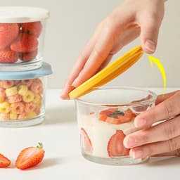 Hũ Thủy Tinh 260ml Nắp Silicone Chống Tràn Đựng Gia Vị Đồ Ăn Dặm Kim Chi Sữa Chua Có Nắp Đậy Kín 6