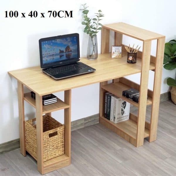 Bàn Làm Việc Kết Hợp Kệ Sách (2 Gian) và Bàn Làm Việc Di Động Có Thể Điều Chỉnh Độ Cao