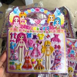 set 20 tờ dán sticker nổi 3d thời trang kèm tô màu mặt sau 1