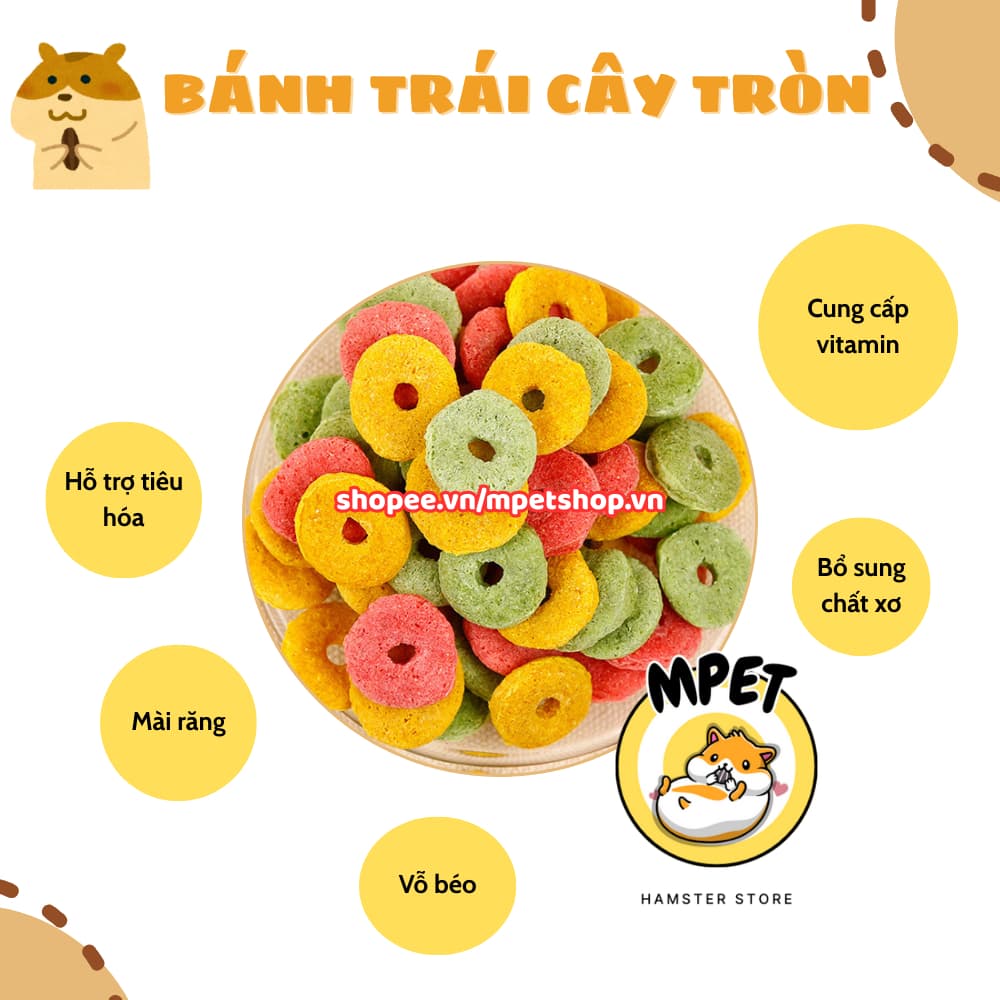 [50Gr - Snack ăn dặm] BÁNH TRÁI CÂY TRÒN MIX VỊ CHO HAMSTER, THỎ, NHÍM,..