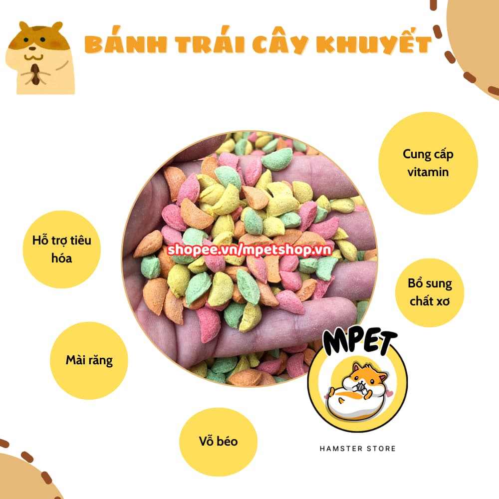 [50Gr - Snack ăn dặm] BÁNH TRÁI CÂY KHUYẾT MIX VỊ CHO HAMSTER, THỎ, NHÍM,..