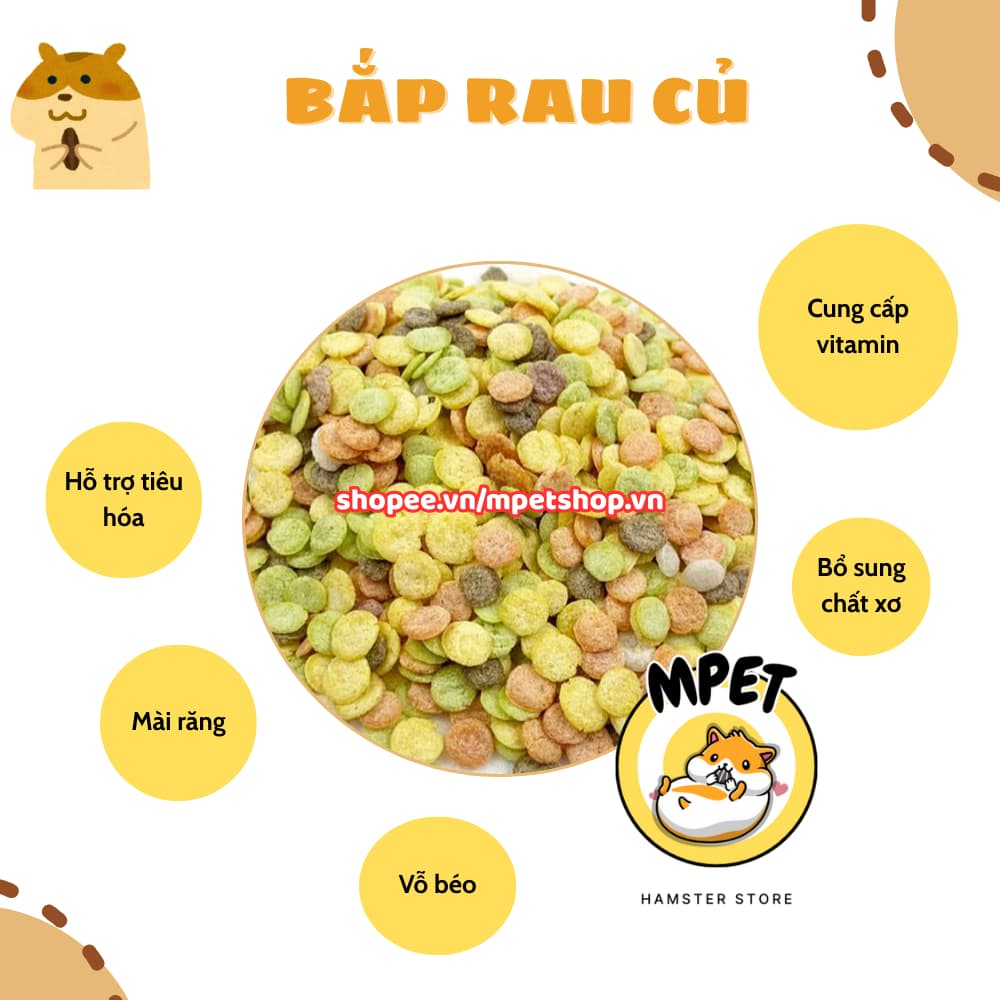 [50Gr - Snack ăn dặm] BẮP DẸP RAU CỦ - BỔ SUNG CHẤT XƠ, HỖ TRỢ TIÊU HÓA