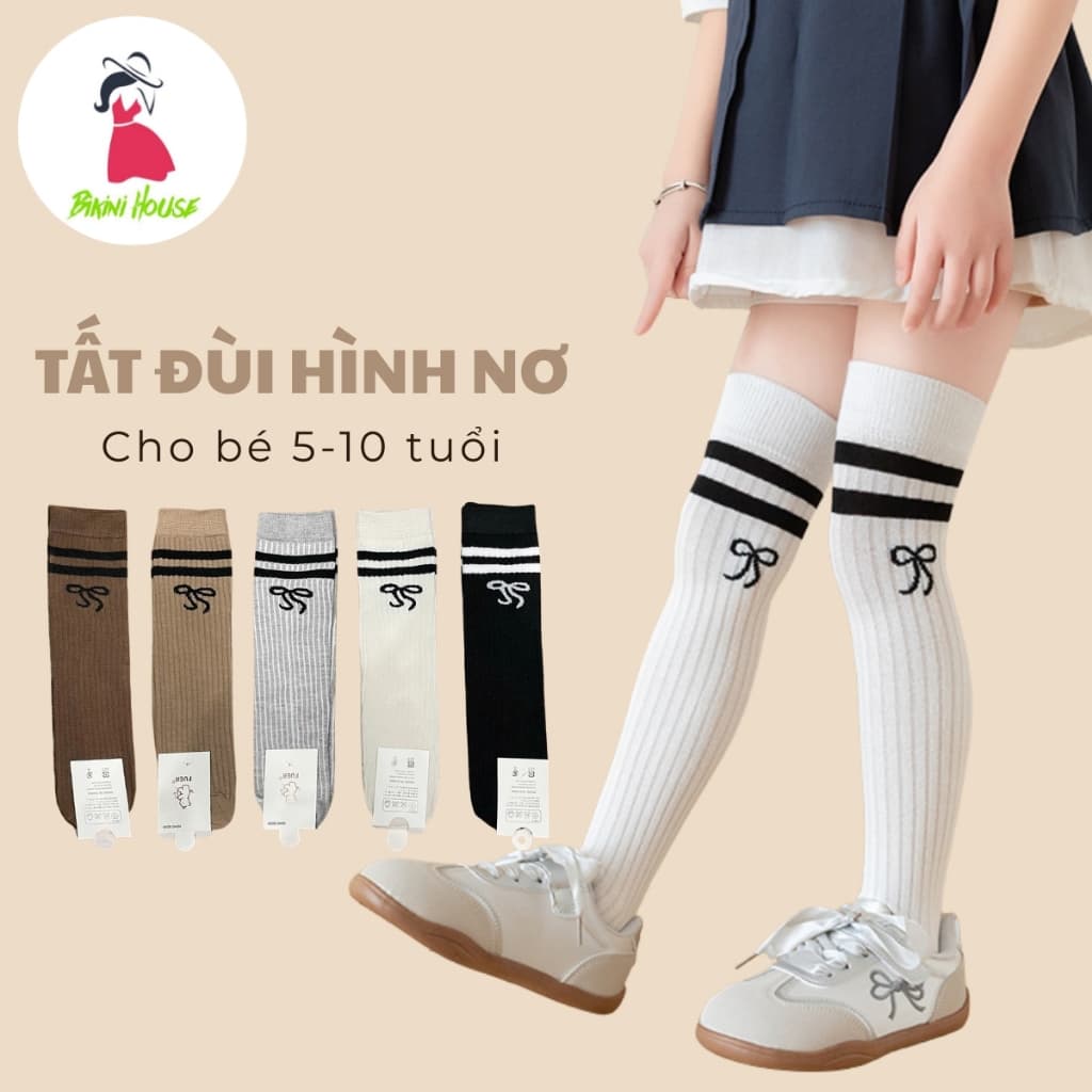 Set 5 Đôi Tất Đùi, Tất Vớ Dài Trẻ Em Style Hàn Quốc Sang Chảnh cho bé từ 1 tuổi đến 10 tuổi te106