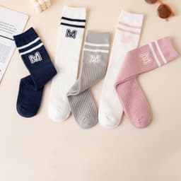 Set 5 Đôi Tất Vớ Đùi Cho Bé Gái Dài Qua Đầu Gối Chất Len Ấm Hình Chữ M Phong Cách Hàn Quốc Cho Bé 5-10 Tuổi te107 9