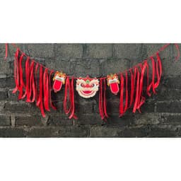 Set dây treo đầu lân dải lụa tua dua đỏ decor trung thu, trang trí các buổi tiệc, tết cực xinh 3