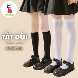 Set 5 Đôi Tất Đùi Dài Qua Gối Cho Bé Gái Cotton Trơn Mềm Mịn Phong Cách Nhật Bản te105 1