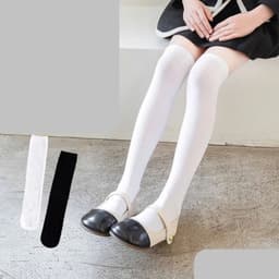Set 5 Đôi Tất Đùi Dài Qua Gối Cho Bé Gái Cotton Trơn Mềm Mịn Phong Cách Nhật Bản te105 5