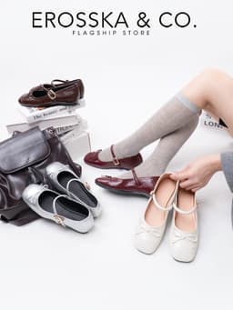 Erosska - Giày búp bê nữ hottrend balletcore đế bệt màu sắc patel - EL079 17
