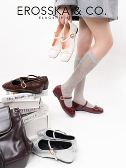 Erosska - Giày búp bê nữ hottrend balletcore đế bệt màu sắc patel - EL079 18