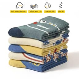 Set 5 Đôi Tất Chống Trượt Cho Bé Hình Khủng Long, Cá Sấu Từ 1-12 Tuổi  te108 3