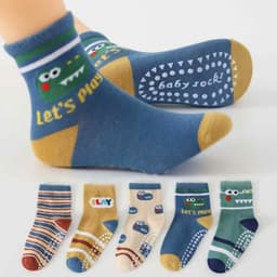 Set 5 Đôi Tất Chống Trượt Cho Bé Hình Khủng Long, Cá Sấu Từ 1-12 Tuổi  te108 8