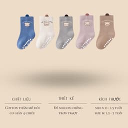 Set 5 Đôi Tất Cổ Cao In The Mooo Có Đế Chống Trượt Cho Bé 0-3 Tuổi SS70 { T311 } 6