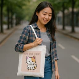 Túi Canvas, Túi Vải, Túi ToTe Dài 38cm x Rộng 33cm In Hình Bộ Sưu Tập Mèo Chất Liệu Cotton 4
