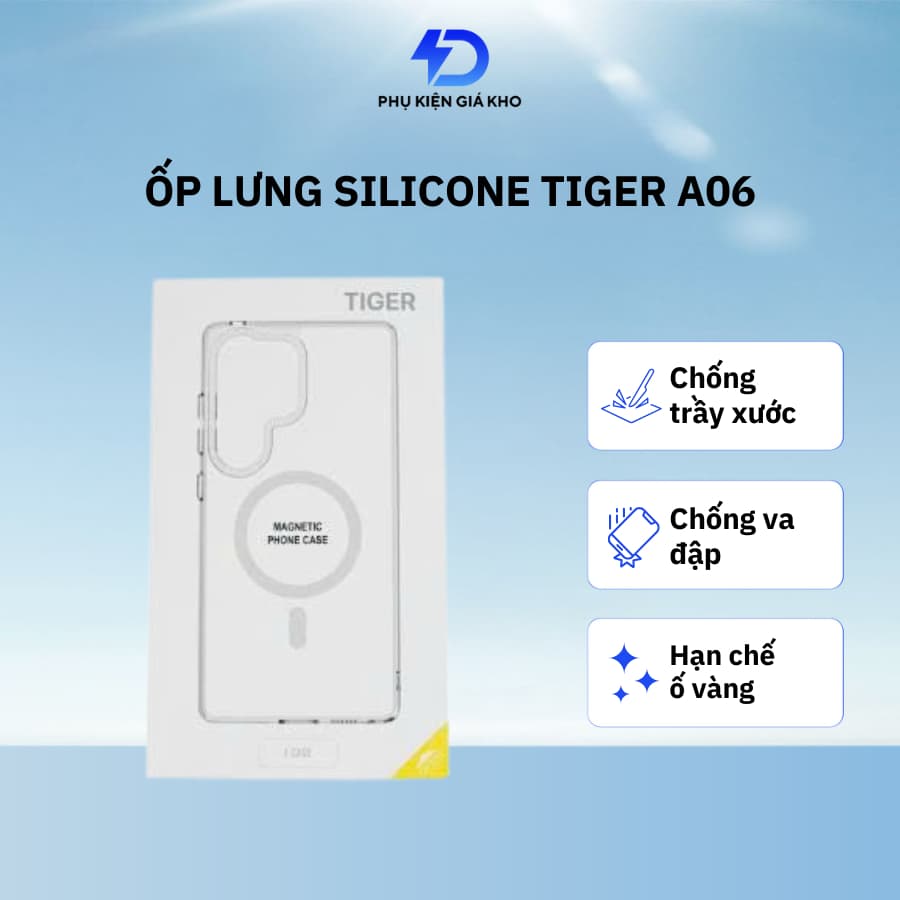 Ốp lưng Samsung Tiger cho Galaxy A06 trong suốt chống ố vàng hạn chế bám vân tay