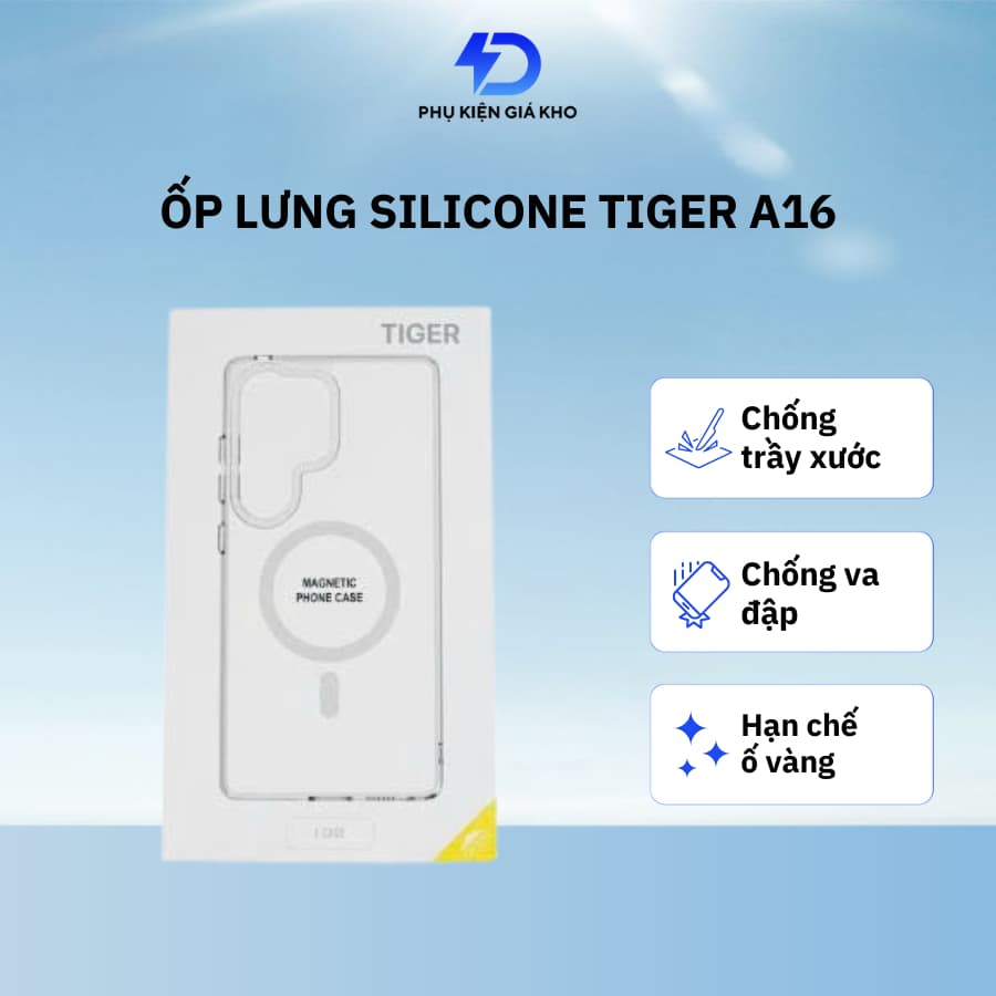 Ốp lưng Tiger trong suốt chống sốc silicon cho Samsung Galaxy A16