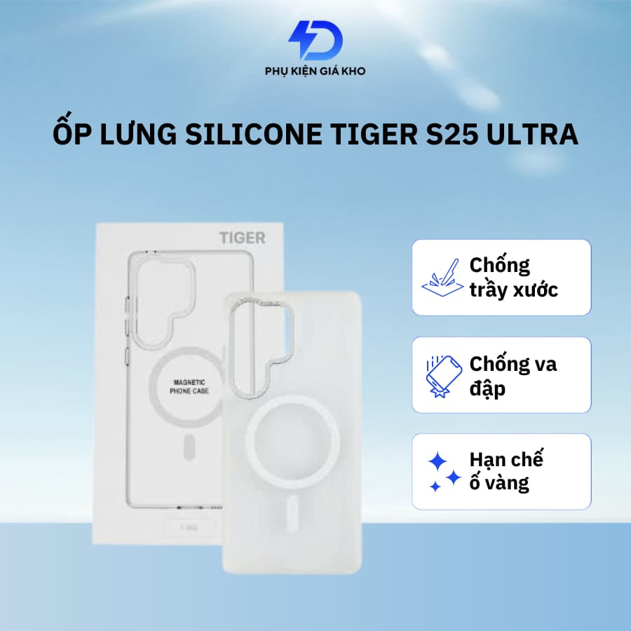 Ốp Lưng Silicone Tiger cho Samsung Galaxy S25 Ultra hỗ trợ sạc không dây chống ố vàng